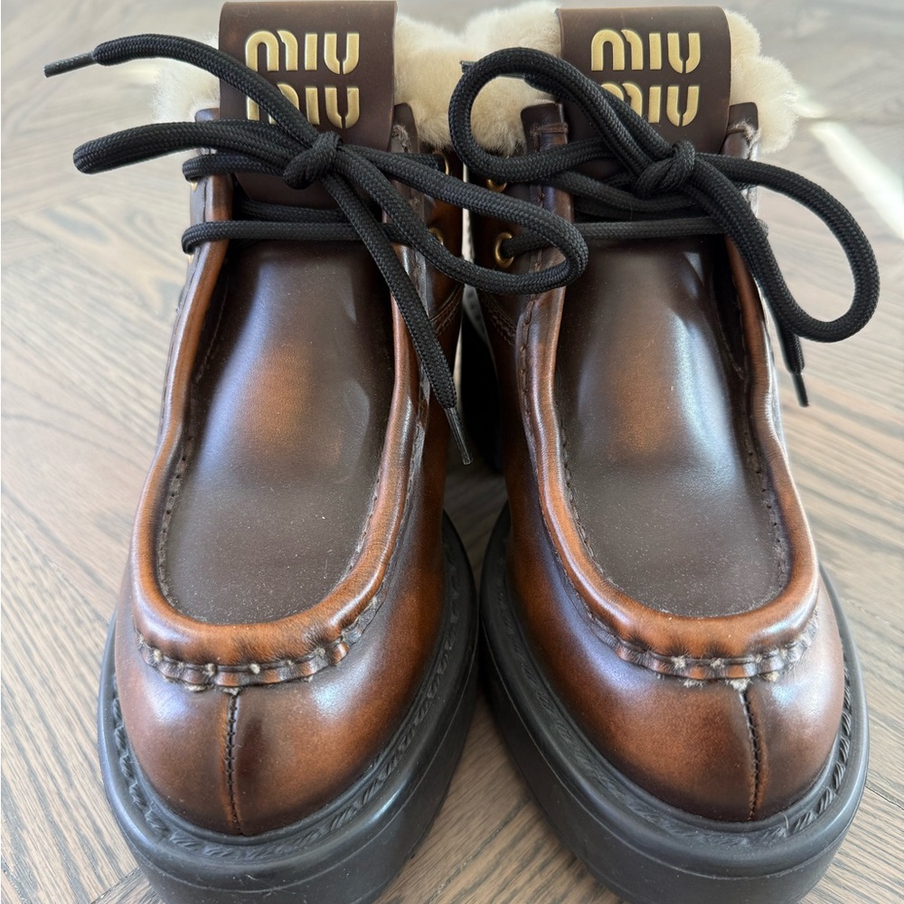 Miu Miu Sienna Fume Leather Boots